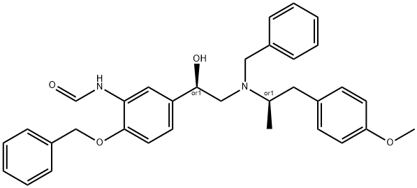 (R*,R*)-N-[5-[1-Hydroxy-2-[[2-(4-methoxyphenyl)-1-methylethyl](phenylmethyl)amino]ethyl]-2-(phenylmethoxy)phenyl]formamide Structure