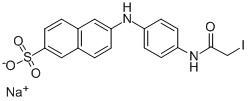 2-(4'-(IODOACETAMIDO)ANILINO)NAPHTHALENE-6-SULFONIC ACID SODIUM SALT 구조식 이미지