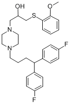 1-Piperazineethanol, 4-(4,4-bis(4-fluorophenyl)butyl)-alpha-(((2-metho xyphenyl)thio)methyl)- Structure