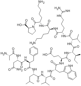 H-ALA-ASN-PHE-LEU-VAL-TRP-GLU-ILE-VAL-ARG-LYS-LYS-PRO-OH Structure