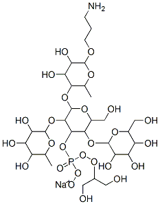 sodium 2-[6-[6-(3-aminopropoxy)-4,5-dihydroxy-2-methyl-oxan-3-yl]oxy-4 -(1,3-dihydroxypropan-2-yloxy-oxido-phosphoryl)oxy-2-(hydroxymethyl)-5 -(3,4,5-trihydroxy-6-methyl-oxan-2-yl)oxy-oxan-3-yl]oxy-6-(hydroxymeth yl)oxane-3,4,5-triol 구조식 이미지