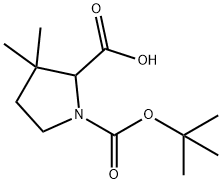 rac N-Boc-3,3-dimethyl-2-pyrrolidenecarboxylic Acid 구조식 이미지