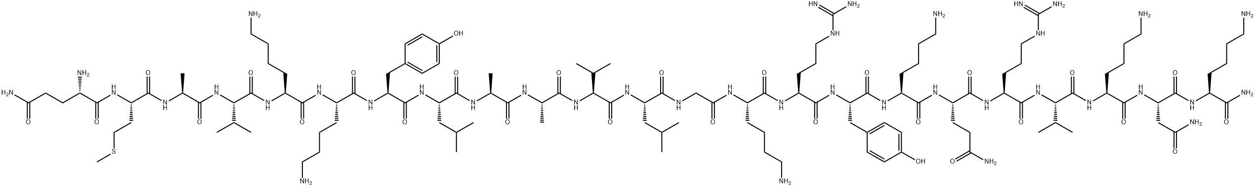 H-GLN-MET-ALA-VAL-LYS-LYS-TYR-LEU-ALA-ALA-VAL-LEU-GLY-LYS-ARG-TYR-LYS-GLN-ARG-VAL-LYS-ASN-LYS-NH2 Structure