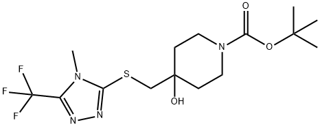 tert-Butyl 4-hydroxy-4-({[4-methyl-5-(trifluoromethyl)-4H-1,2,4-triazol-3-yl]thio}methyl)piper Structure