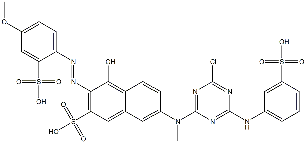 7-[[4-chloro-6-[(3-sulphophenyl)amino]-1,3,5-triazin-2-yl]methylamino]-4-hydroxy-3-[(4-methoxy-2-sulphophenyl)azo]naphthalene-2-sulphonic acid  Structure