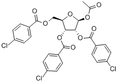 1-O-Acetyl-2,3,5-tri-O-(4-chlorobenzoyl)-beta-D-ribofuranose 구조식 이미지