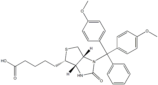 1H-Thieno[3,4-d]iMidazole-4-pentanoic acid, 1-[bis(4-Methoxyphenyl)phenylMethyl]hexahydro-2-oxo-, [3aS-(3aa,4b,6aa)]- 구조식 이미지