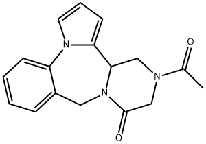 9H,11H-Pyrazino(2,1-c)pyrrolo(1,2-a)(1,4)benzodiazepin-11-one, 12,13,1 4,14a-tetrahydro-13-acetyl- Structure