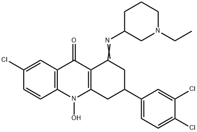 (1E)-7-Chloro-3-(3,4-dichlorophenyl)-1-[(1-ethyl-3-piperidinyl)imino]- 10-hydroxy-1,3,4,10-tetrahydro-9(2H)-acridinone Structure