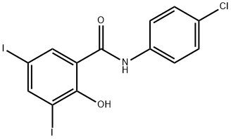 N-[4-클로로페닐]-2-히드록시-3,5-디요오도벤즈아미드 구조식 이미지