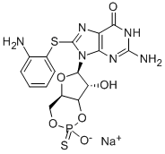 8-(2-AMINOPHENYLTHIO) GUANOSINE-3',5'-CYCLIC MONOPHOSPHATE SODIUM SALT Structure