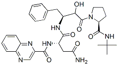 (2S,3S)-3-[N-(Quinoxaline-2-carbonyl)-L-asparaginyl]amino-2-hydroxy-4- phenylbutanoyl-L-proline, tert-butylamide Structure