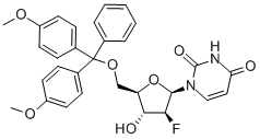1-[5-O-[Bis(4-methoxyphenyl)phenylmethyl]-2-deoxy-2-fluoro-beta-D-arabinofuranosyl]-2,4(1H,3H)-pyrimidinedione Structure