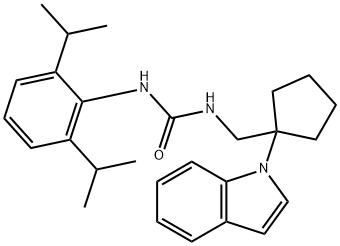 N(sup 1)-(1-(1-Indolyl)cyclopentylmethyl)-N(sup 2)-(2,6-diisopropylphe nyl)urea Structure