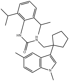 N(sup 1)-(2,6-Diisopropylphenyl)-N(sup 2)-(1-(1,5-dimethyl-3-indolyl)c yclopentylmethyl)urea Structure