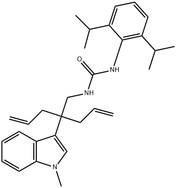 3-(2,6-dipropan-2-ylphenyl)-1-[2-(1-methylindol-3-yl)-2-prop-2-enyl-pe nt-4-enyl]urea Structure