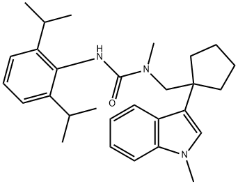 3-(2,6-dipropan-2-ylphenyl)-1-methyl-1-[[1-(1-methylindol-3-yl)cyclope ntyl]methyl]urea 구조식 이미지