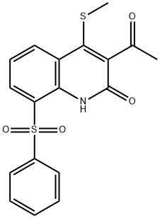 2(1H)-Quinolinone,  3-acetyl-4-(methylthio)-8-(phenylsulfonyl)- Structure