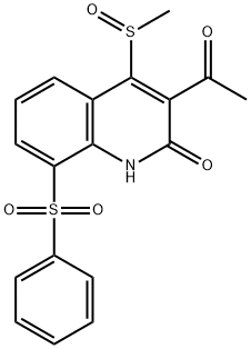 2(1H)-Quinolinone,  3-acetyl-4-(methylsulfinyl)-8-(phenylsulfonyl)- 구조식 이미지