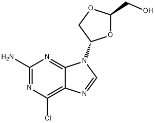 4-(2-amino-6-chloro-9H-purin-9-yl)-1,3-dioxolane-2-methanol Structure