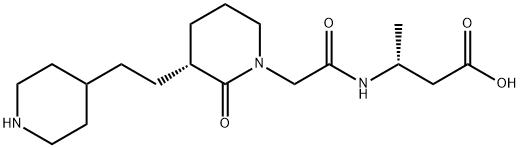 (3R)-3-[[2-[(3R)-2-oxo-3-[2-(4-piperidyl)ethyl]-1-piperidyl]acetyl]amino]butanoic acid 구조식 이미지