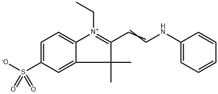 3H-Indolium，1-Ethyl-3,3- Dimethyl-2-[2-(phenylamino)ethenyl]-5-Sulfo，inner salt. 구조식 이미지