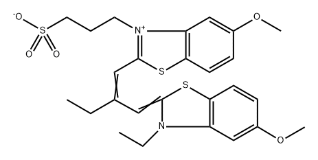 2-[2-[(3-ethyl-5-methoxybenzothiazol-2(3H)-ylidene)methyl]but-1-enyl]-5-methoxy-3-(3-sulphonatopropyl)benzothiazolium Structure