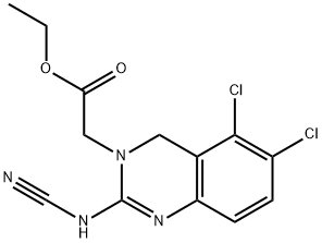 에틸(2-시아노이미노-5,6-디클로로-1,2,3,4-테트라히드로퀴나졸린-3-일)아세테이트 구조식 이미지