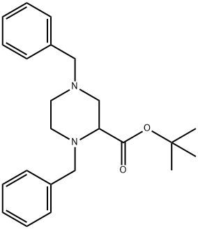 2-Piperazinecarboxylic acid, 1,4-bis(phenylmethyl)-, 1,1-dimethylethyl ester Structure