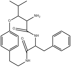 4-Amino-7-benzyl-3-isopropyl-2-oxa-6,9-diazabicyclo[10.2.2]hexadeca-12,1(14),15-triene-5,8-dione Structure