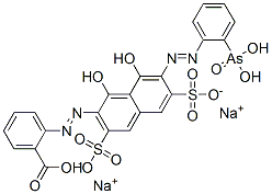 disodium hydrogen 2-[[7-[(2-arsonophenyl)azo]-1,8-dihydroxy-3,6-disulphonato-2-naphthyl]azo]benzoate 구조식 이미지