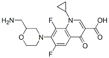 7-(2-aminomethylmorpholino)-1-cyclopropyl-6,8-difluoro-1,4-dihydro-4-oxo-3-quinolinecarboxylic acid 구조식 이미지