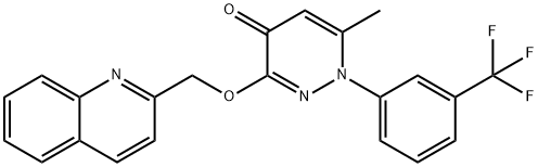 4(1H)-Pyridazinone, 6-methyl-3-(2-quinolinylmethoxy)-1-(3-(trifluorome thyl)phenyl)- Structure