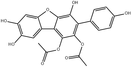 1,2-Diacetoxy-4,7,8-trihydroxy-3-(4-hydroxyphenyl)dibenzofuran 구조식 이미지