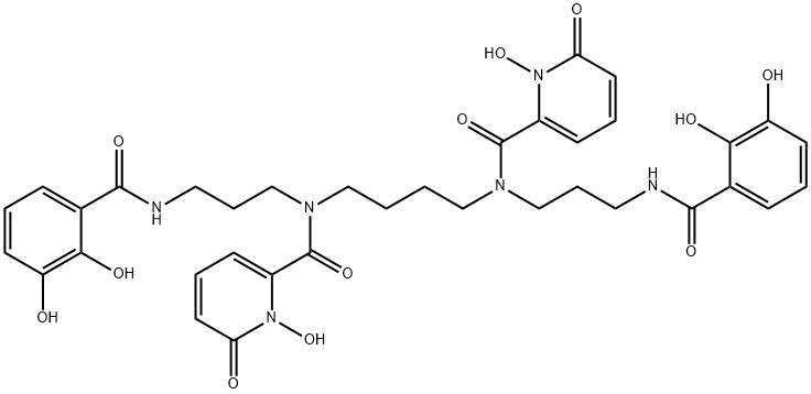 1,14-bis(2,3-dihydroxybenzoyl)-5,10-bis(1-hydroxy-2-pyridon-6-oyl)-1,5,10,14-tetraazatetradecane 구조식 이미지