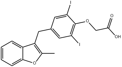 2,6-DIIODO-4-[(2-METHYLBENZOFURAN-3-YL)METHYL]-PHENOXYACETIC ACID Structure
