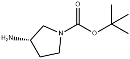 (S)-(-)-1-tert-Butoxycarbonyl-3-aminopyrrolidine 구조식 이미지