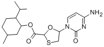 5-(4-Amino-2-oxo-1(2H)-pyrimidinyl)-1,3-oxathiolane-2-carboxylic acid 5-methyl-2-(1-methylethyl)cyclohexyl ester 구조식 이미지