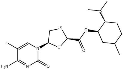 [1R-[1(2S*,5R*),2beta,5alpha]]-5-(4-Amino-5-fluoro-2-oxo-1(2H)-pyrimidinyl)-1,3-oxathiolane-2-carboxylic acid 5-methyl-2-(1-methylethyl)cyclohexyl ester 구조식 이미지