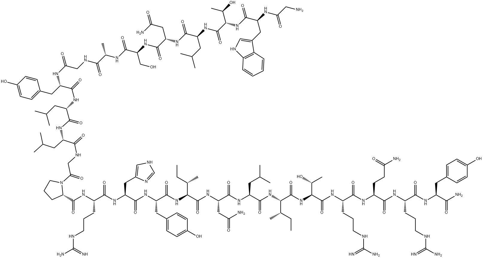 H-GLY-TRP-THR-LEU-ASN-SER-ALA-GLY-TYR-LEU-LEU-GLY-PRO-ARG-HIS-TYR-ILE-ASN-LEU-ILE-THR-ARG-GLN-ARG-TYR-NH2 Structure