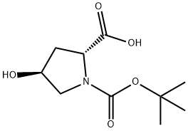 (2R,4S)-N-ALPHA-T-BUTOXYCARBONYL-4-HYDROXYPYRROLIDINE-2-CARBOXYLIC ACID 구조식 이미지