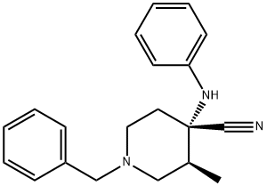 cis-(+)-3-Methyl-4-(phenylaMino)-1-(phenylMethyl)-4-piperidinecarbonitrile 구조식 이미지