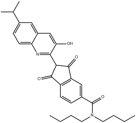 N,N-di-n-butyl-2-(1,2-dihydro-3-hydroxy-6-isopropyl-2-quinolylidene)-1,3-dioxoindan-5-carboxamide 구조식 이미지