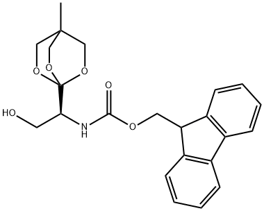 1-[N-FLUORENYLMETHOXYCARBONYL-(1S)-1-AMINO-2-HYDROXYETHYL]-4-METHYL-2,6,7-TRIOXABICYCLO[2.2.2]OCTANE 구조식 이미지