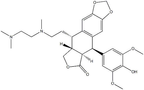 [5R-(5alpha,5abeta,8aalpha,9beta)]-9-[2-[N-[2-(Dimethylamino)ethyl]-N-methylamino]ethyl]-5-(4-hydroxy-3,5-dimethoxyphenyl)-5,5a,6,8,8a,9-hexahydrofuro[3',4':6,7]naphtho[2,3-d]-1,3-dioxol-6-one 구조식 이미지