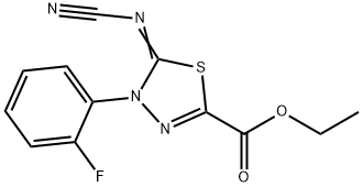 ETHYL 5-CYANAMIDE-4-(2-FLUOROPHENYL)-4,5-DIHYDRO-1,3,4-THIADIAZOLE-2-CARBOXYLATE Structure