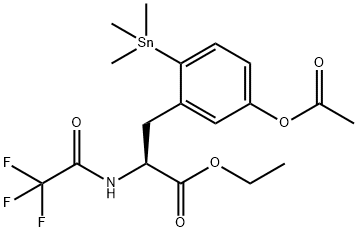 L-PHENYLALANINE, 5-(ACETYLOXY)-N-TRIFLUOROACETYL-2-TRIMETHYLSTANNYL, ETHYL ESTER Structure