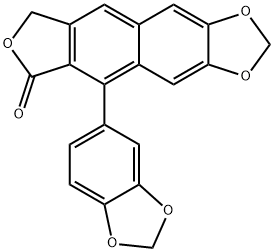 6,7-(Epoxymethanoxy)-9-(1,3-benzodioxole-5-yl)-1,3-dihydronaphtho[2,3-c]furan-1-one 구조식 이미지