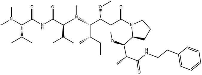 149606-27-9 (2S)-2-[[(2S)-2-dimethylamino-3-methyl-butanoyl]amino]-N-[(3R,4S,5S)-3 -methoxy-1-[(3R)-3-[(1R,2R)-1-methoxy-2-(phenethylcarbamoyl)propyl]pyr rolidin-1-yl]-5-methyl-1-oxo-heptan-4-yl]-N,3-dimethyl-butanamide