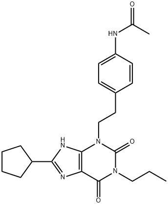 N-[4-[2-(8-cyclopentyl-2,6-dioxo-1-propyl-7H-purin-3-yl)ethyl]phenyl]a cetamide Structure
